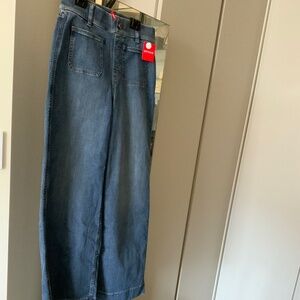 Spanx cropped wide leg jeans w patch pockets size S tall